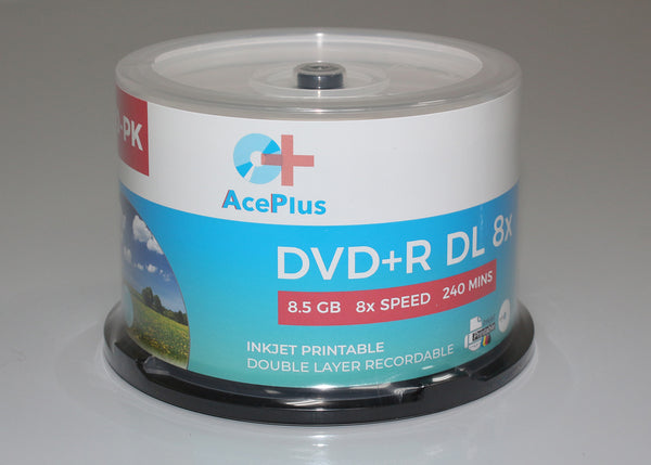 AcePlus DVD+R 8x Dual Layer 8.5GB White inkjet Printable 50 cake box
