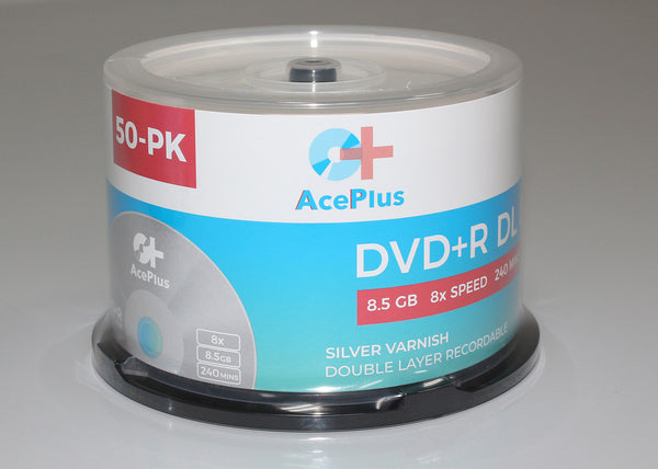 AcePlus DVD+R 8x Dual Layer silver varnish with logo 8.5 GB 50 Cake Box