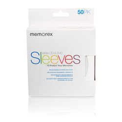 Memorex CD Paper Sleeve White with Window Back Flap 50 Pack
