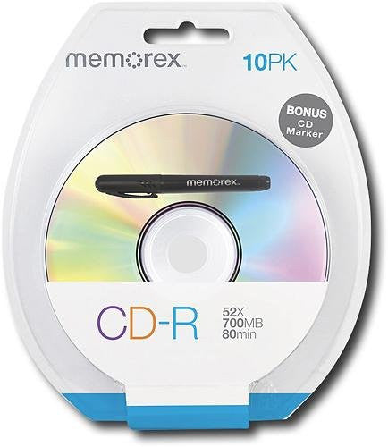 Memorex CD-R80 700MB 10 Pcs Blister Pack with bonus CD Marker