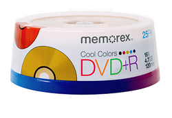 Memorex DVD-R 16x Cool Colors 25 pieces Pack spindle