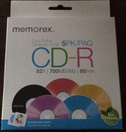 Memorex CD-R80 Cool Color with CD Paper Sleeve 5 pieces