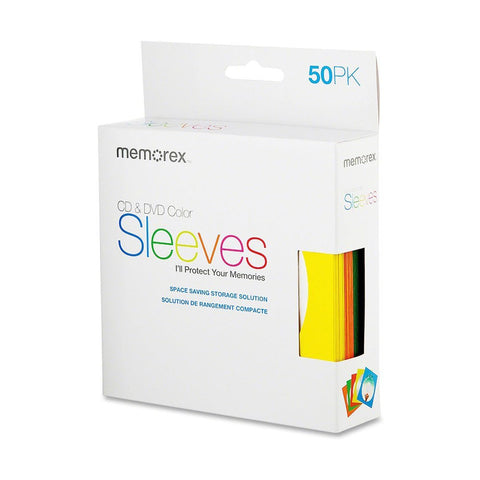 Memorex CD Paper Sleeve Assorted Color  with Window 50 Pack